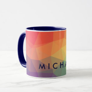 Mug Ajoutez votre nom à l'élégante couleur polygonale