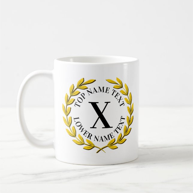 Mug Ajoutez votre nom initial ou texte Couronne d'or X (Gauche)