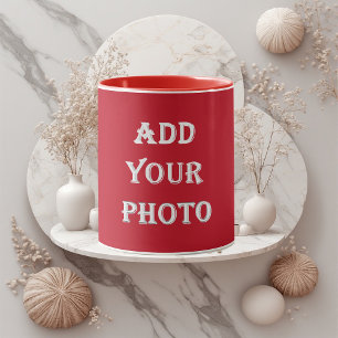 Mug Ajoutez Votre Photo Romantique Rouge Nouveaux Mari