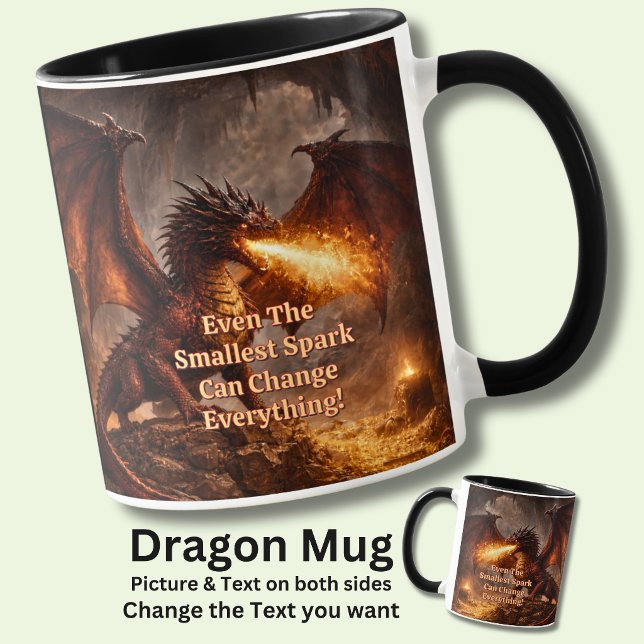 Mug Ajoutez Votre Texte Nom Dragon de Feu Dans Son Rep (Créateur téléchargé)