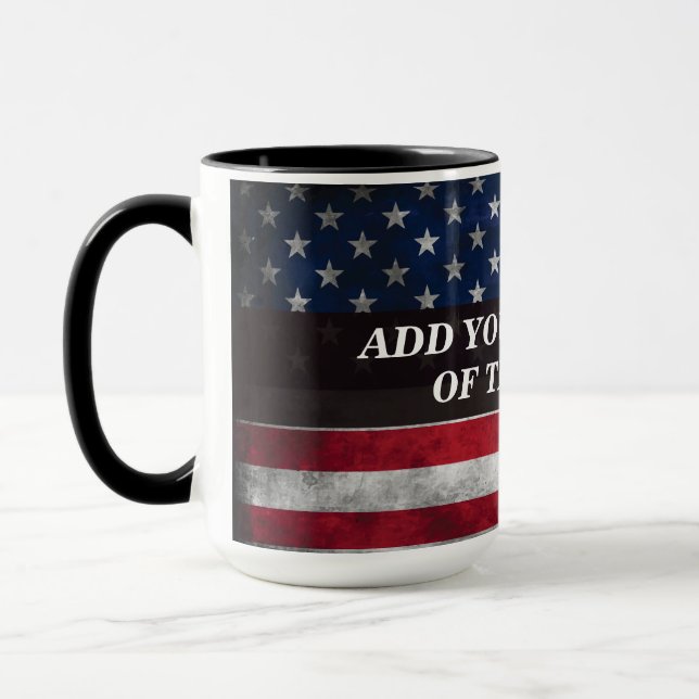 Mug Ajoutez votre texte sur le drapeau américain  (Gauche)