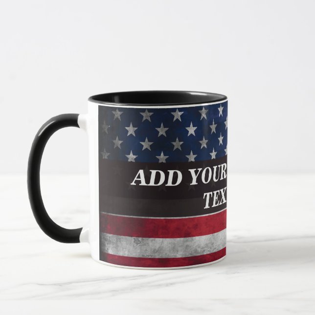Mug Ajoutez votre texte sur le drapeau américain  (Gauche)
