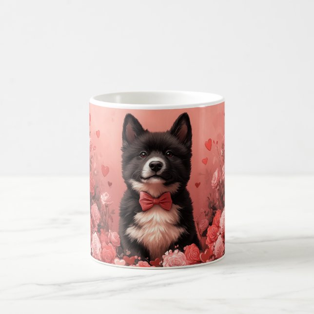 Mug Akita Américain avec Roses - Saint-Valentin (Centre)
