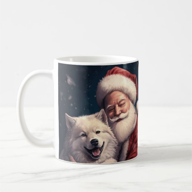 Mug Akita avec le Père Noël Fête de Noël (Gauche)