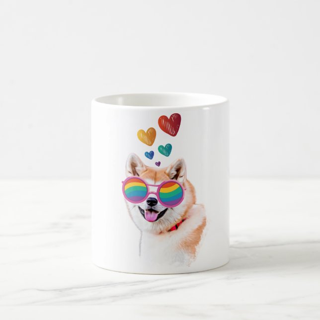 Mug Akita Chien avec Coeurs Valentine's Da (Centre)