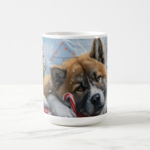Mug Akita Chien Festive de Noël