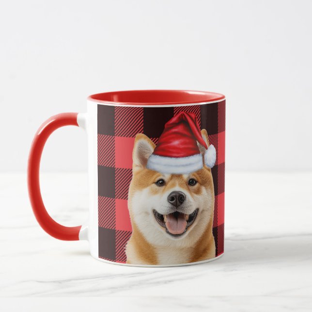 Mug Akita Dog Lover Holiday Buffalo Plaid Christmas (Gauche)