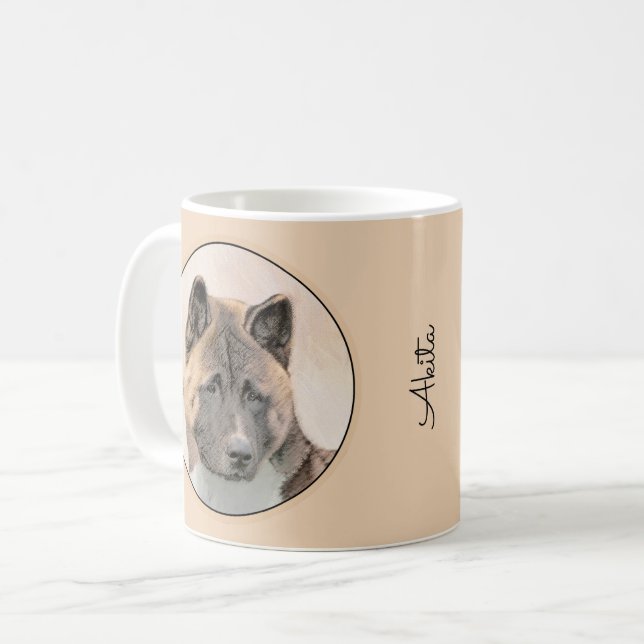Mug Akita Peinture - Cute Original Chien Art (Devant gauche)