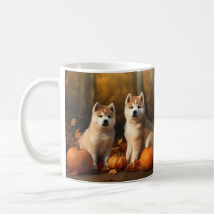 Mug Akita Puppy Citrouille d'automne