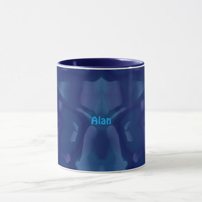 Mug ALAN ~ Zany 3D fractal ~ Nuances de bleu (Centre)