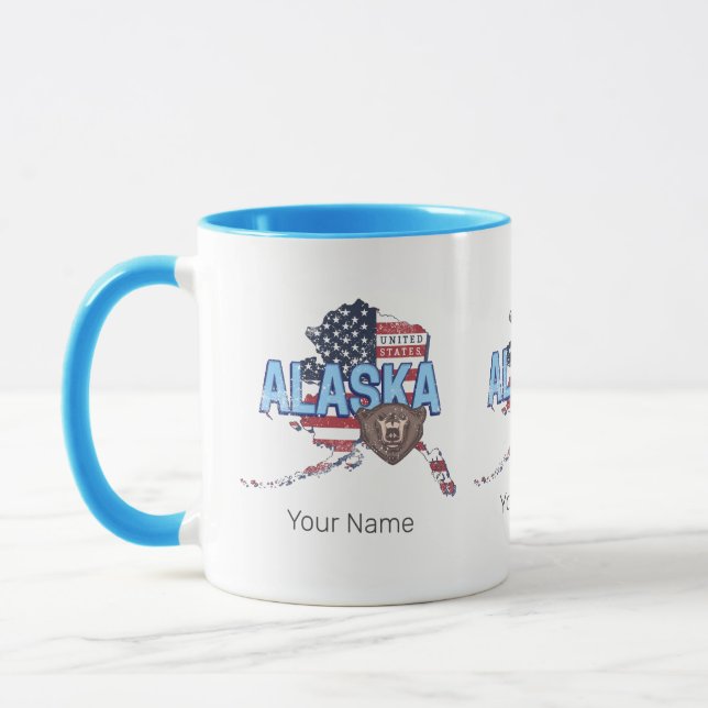 Mug Alaska State États-Unis Carte Vintage USA (Gauche)