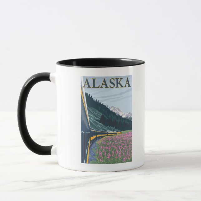 Mug AlaskaChemin de fer et Vintage voyage d'algues (Gauche)