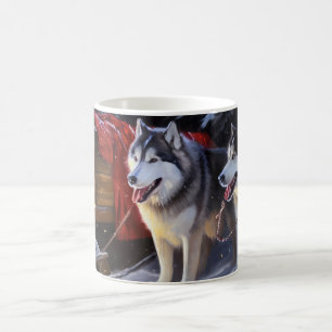 Mug Alaskien Malamute Snowy Sleigh Ride Noël