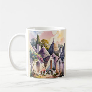 Mug Alberobello Italie Trulli Aquarelle Texte personna