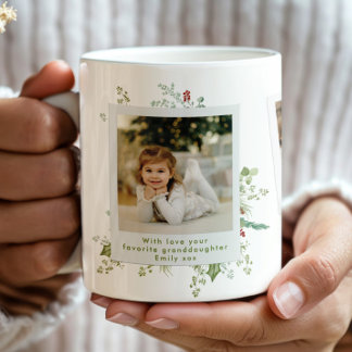 Mug Album photo de Noël botanique élégant et festif