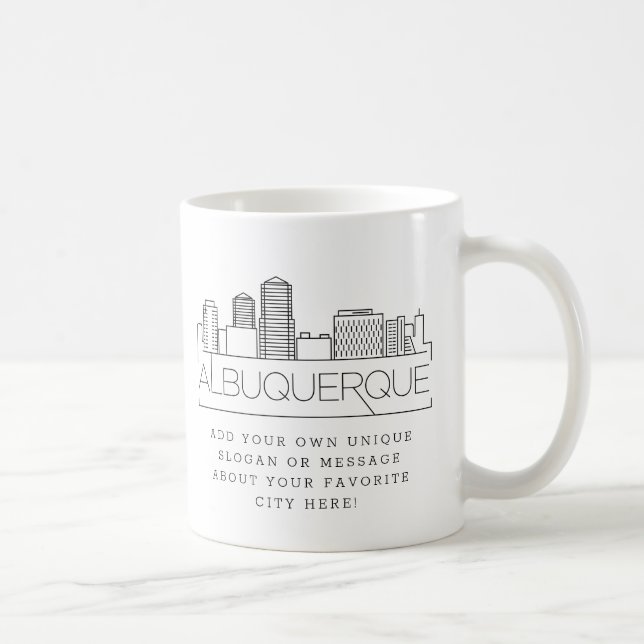 Mug Albuquerque Stylisé Skyline | Slogan personnalisé  (Droite)