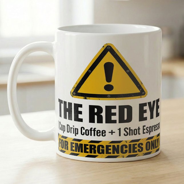 Mug Alerte d'urgence Espresso Red Eye drôle  (Créateur téléchargé)