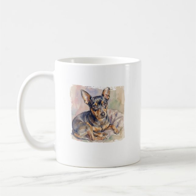 Mug Alerte Zwergpinscher : Pinscher nain à l'aquarelle (Gauche)