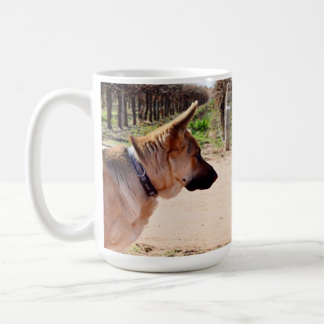 Mug Alerter Le Berger Allemand En Garde, (Gauche)