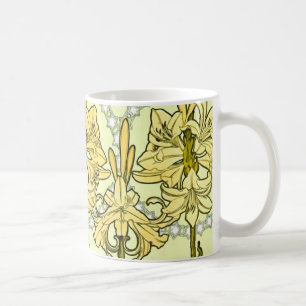 Mug Alfonse Mucha Art Nouveau Lily motif floral
