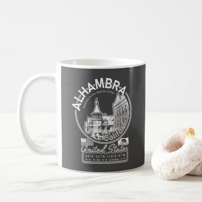 MUG ALHAMBRA CALIFORNIA VINTAGE - VILLE ALHAMBRA CA (Avec donut)