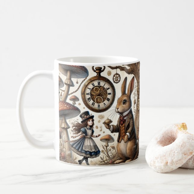 Mug alice au pays des merveilles lapin blanc (Avec donut)