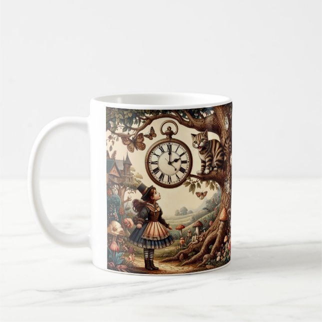 Mug Alice & Cheshire Cat: Whimsical Wonderland Fantasy (Gauche)