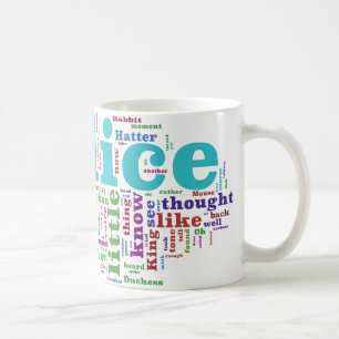 Mug Alice en nuage de mot du pays des merveilles