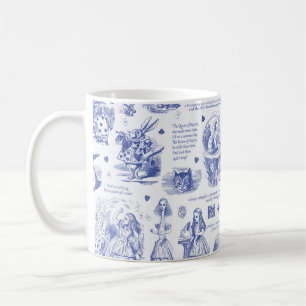 Mug Alice in Wonderland Tea Party Blue Toile Citations