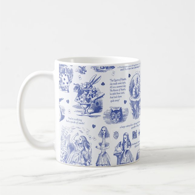 Mug Alice in Wonderland Tea Party Blue Toile Citations (Gauche)