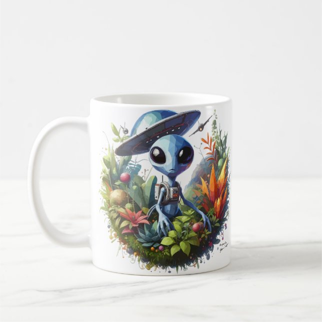 Mug Alien avec vaisseau spatial sur Terre (Gauche)