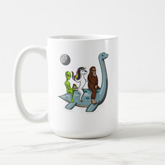Mug Alien Bigfoot Unicorn équitation Loch Ness Monster (Gauche)