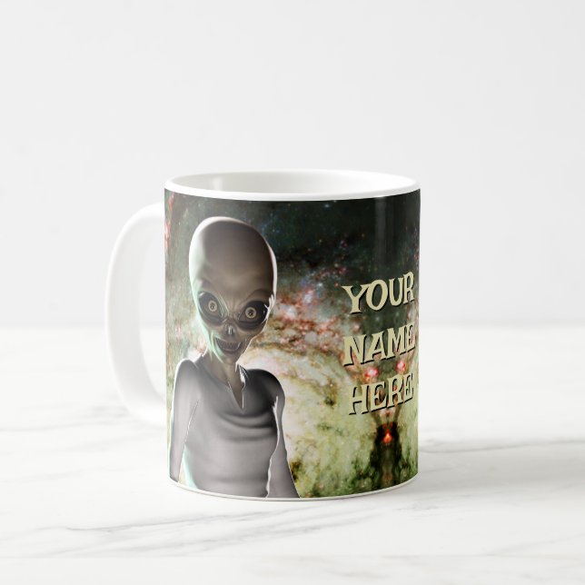 Mug Alien en galaxie. Personnalisé (Devant gauche)