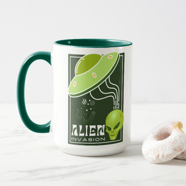 Mug Alien Invasion galaxie UFO (Avec donut)
