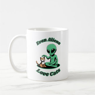 Mug Alien mignon et chat mignon. Animal drôle