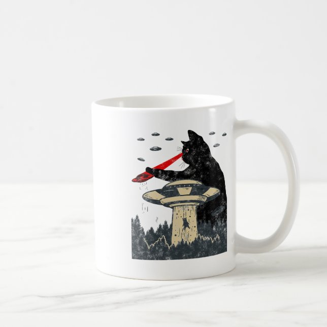 Mug Alien Ufo Enlèvement Laser Oeil Drôle Chat (Droite)