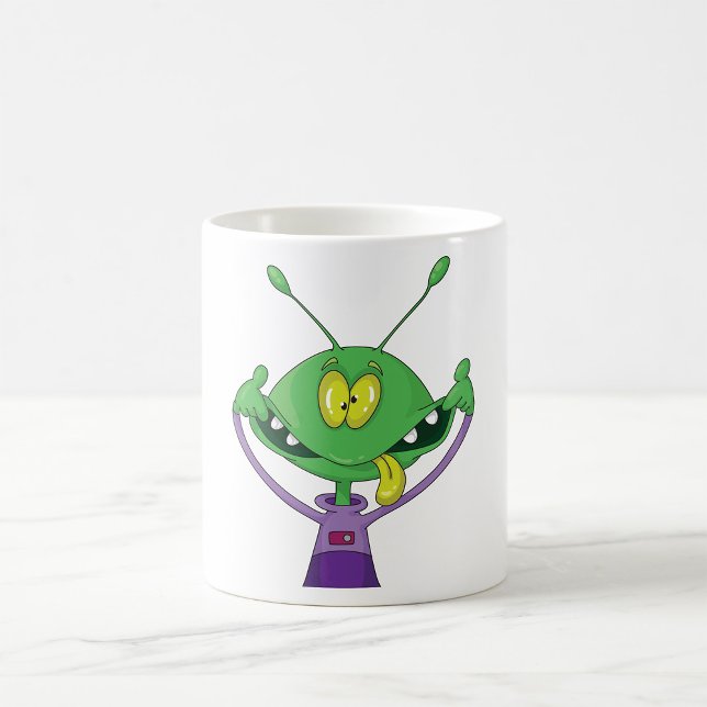 Mug Alien vert drôle faisant une grimace idiote (Créateur téléchargé)