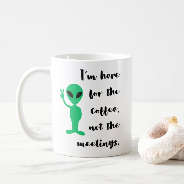 Mug Alien vert et devis de bureau amusant pour un cade (Avec donut)
