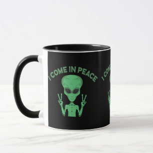 Mug Alien Vert Je Viens En Paix OVNI Extraterrestre