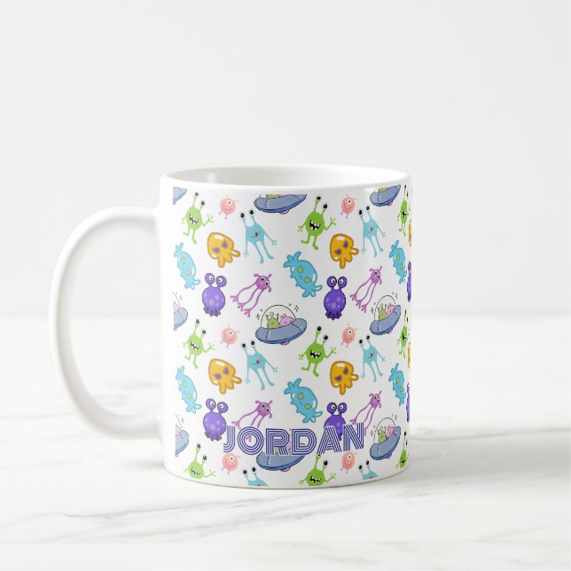 Mug Aliens de l'espace pour enfants personnalisés (Gauche)