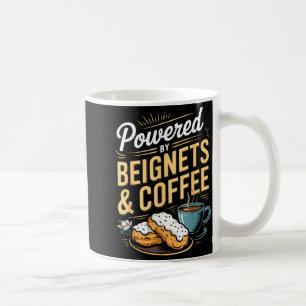 Mug Alimenté par beignets et café drôle de citation de