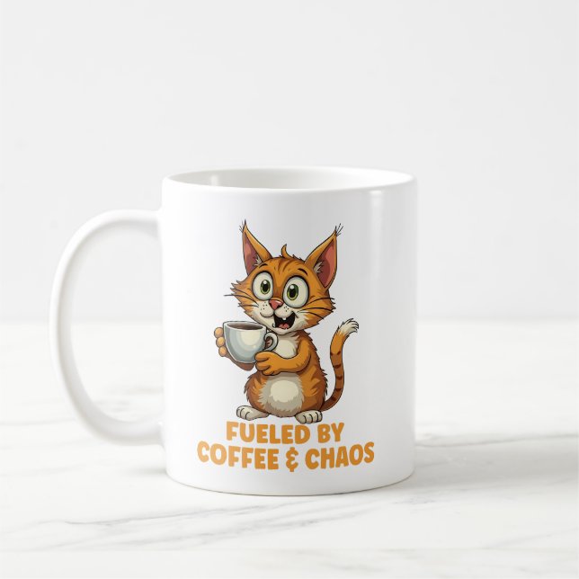 Mug Alimenté Par Café & Chaos, Chat Drôle Avec Café (Gauche)