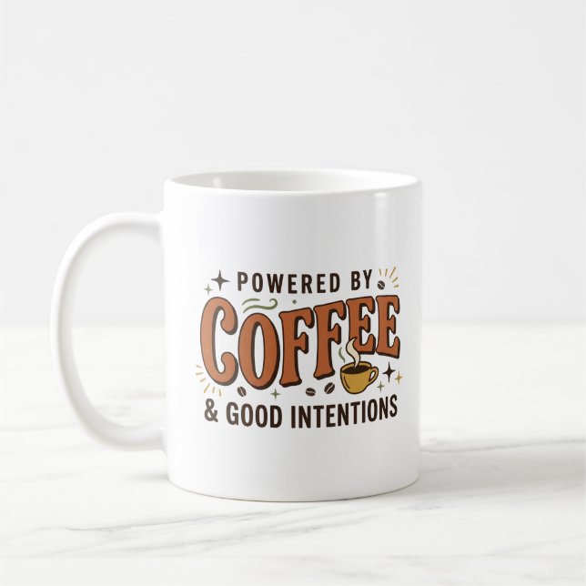 Mug Alimenté par Café Rétro Typographie 70s (Gauche)