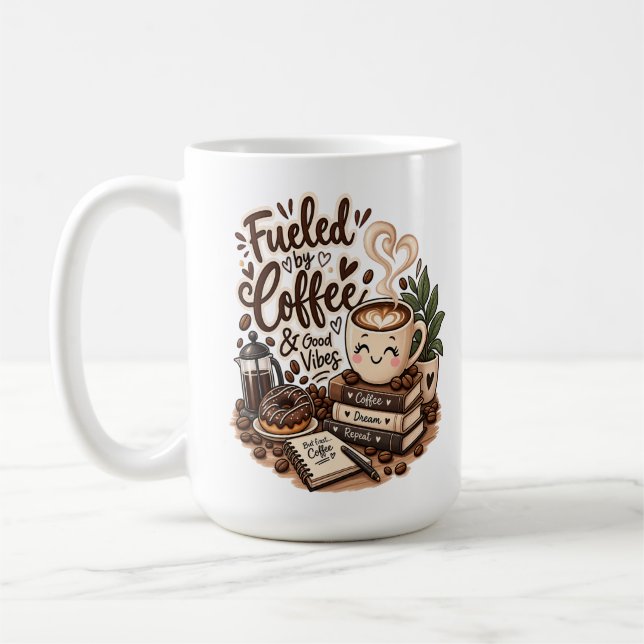Mug Alimenté par le Café & de Bonne Humeur – Amoureux  (Gauche)
