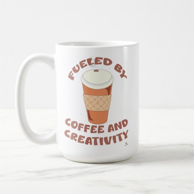 Mug Alimenté par le café et la créativité La devise de (Gauche)