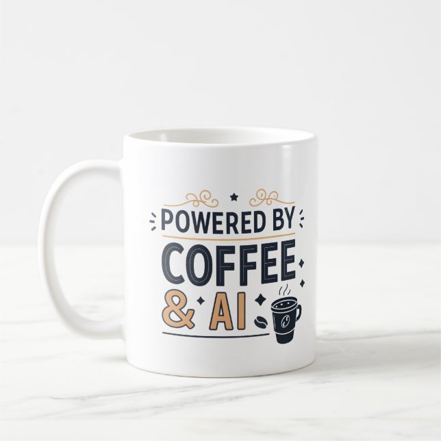 Mug Alimenté par le café et le vecteur de la technolog (Gauche)