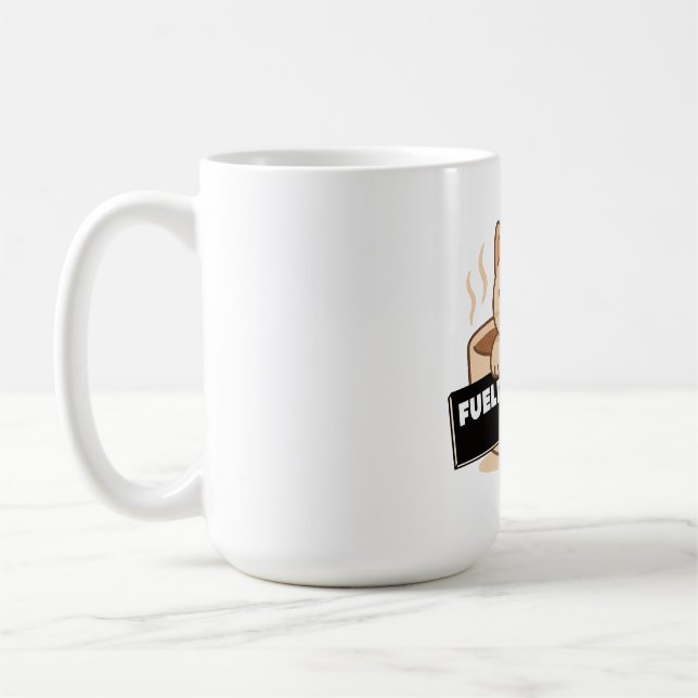 Mug Alimenté par le café et les chats Mignon design de (Gauche)