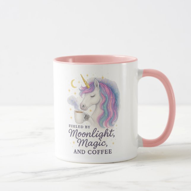 Mug Alimenté par le clair de lune, la magie et le café (Droite)