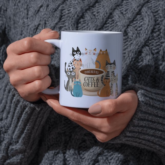 Mug Alimenté par les chats et le café (Créateur téléchargé)