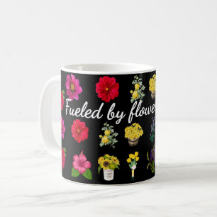 Mug Alimenté par les Fleurs et les Lattes   Motif flor